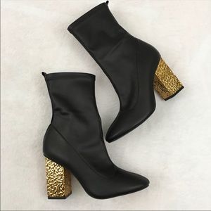Topshop haven electroplated sock boot gold